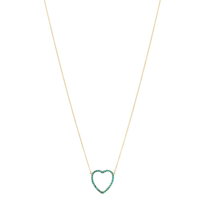 Jennifer Meyer 18K Yellow Gold Turquoise Open Heart Pendant Necklace 1 of 6