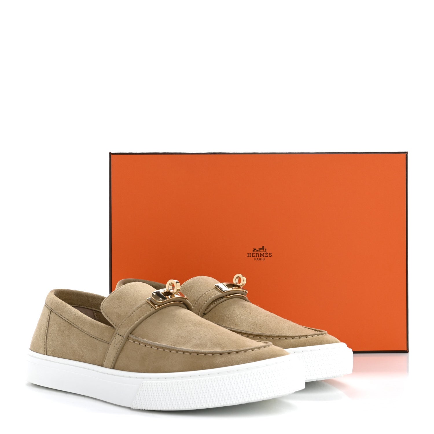 Hermes Suede Goatskin Game Slip On Sneakers 38 Beige Lin 10 of 10