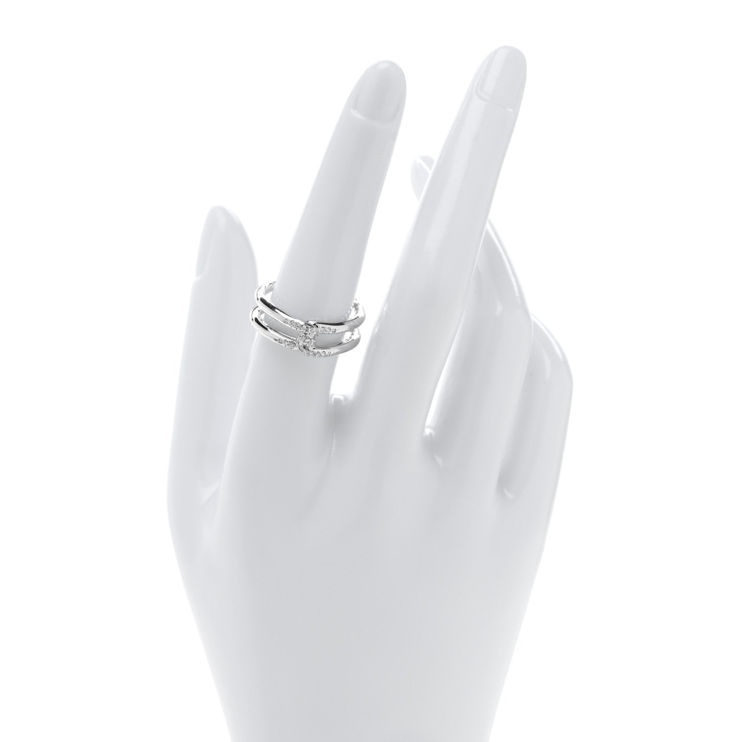David Yurman 18K White Gold Diamond 6.5mm Continuance Band Ring 54 7 2 of 4