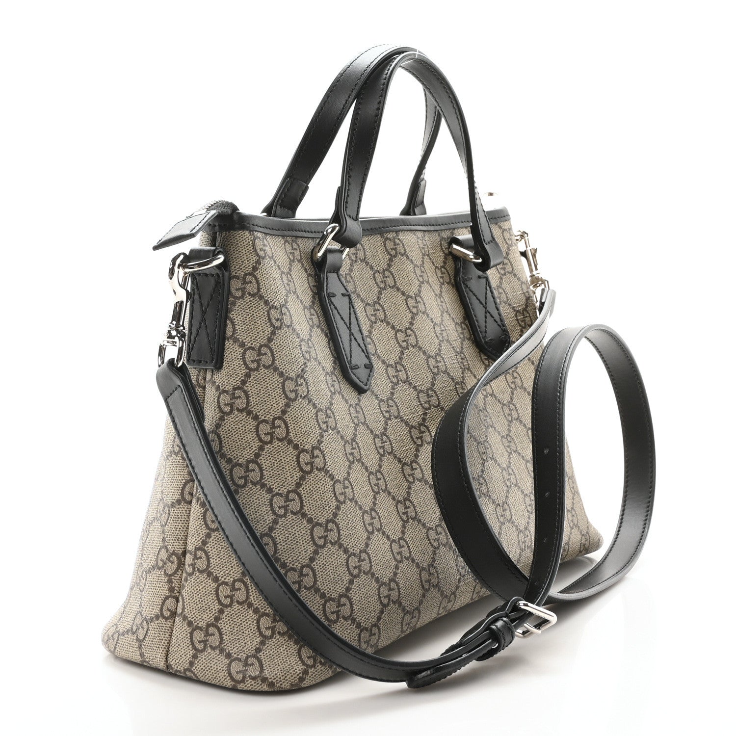 Gucci GG Supreme Monogram Small Zippered Tote Dark Brown 3 of 10
