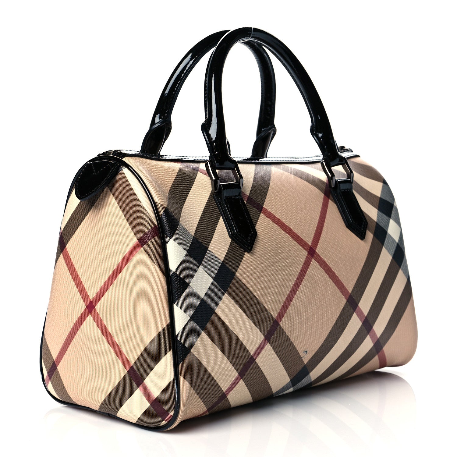 Burberry Supernova Check Patent Small Chester Bowling Bag Black 3 of 12