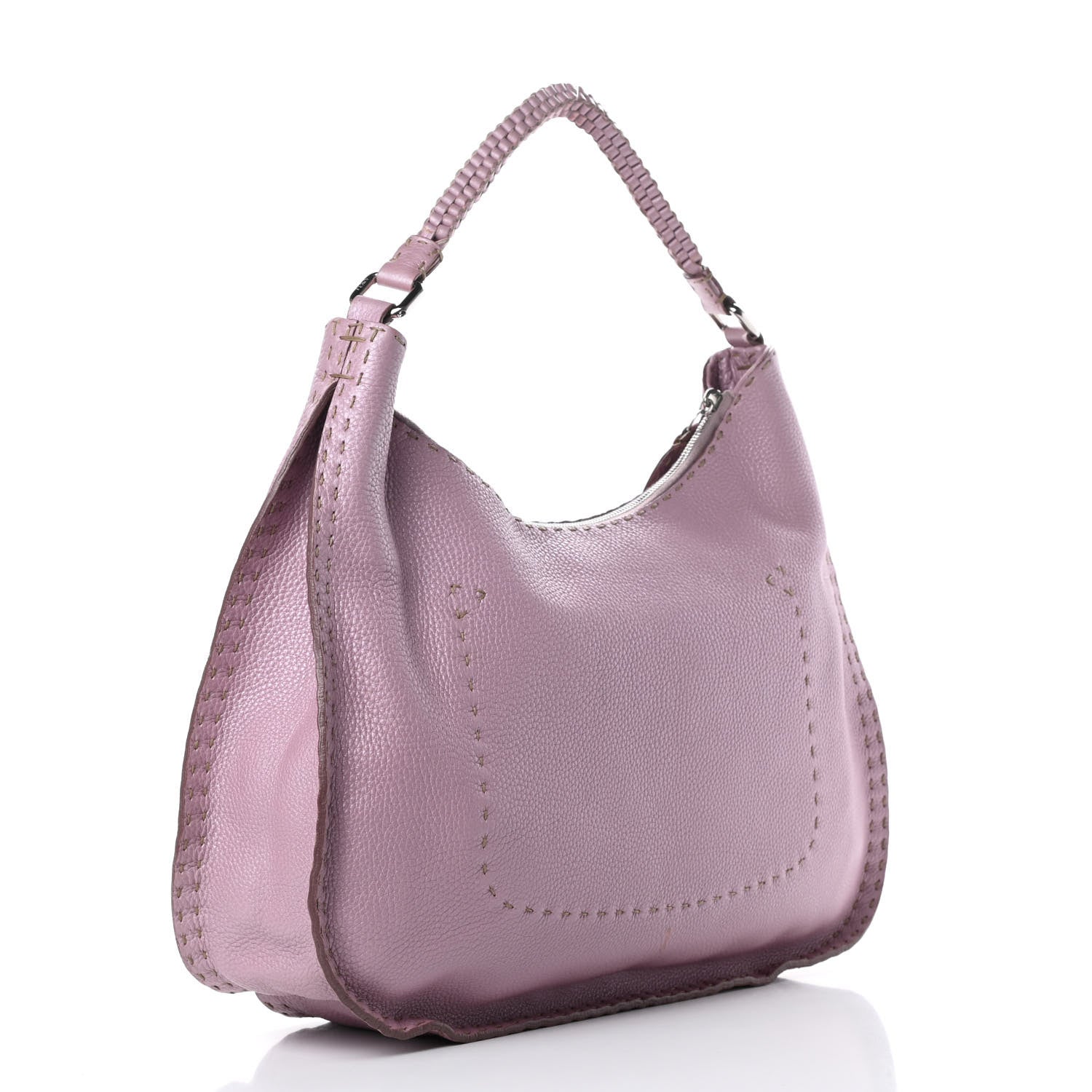 Fendi Metallic Calfskin Romano Selleria Hobo Light Purple 3 of 20