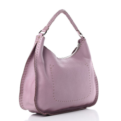 Fendi Metallic Calfskin Romano Selleria Hobo Light Purple 3 of 20