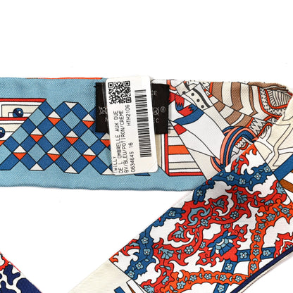 Hermes Silk De l'Ombrelle Aux Duels Twilly Bleu Potiron Creme 2 of 4