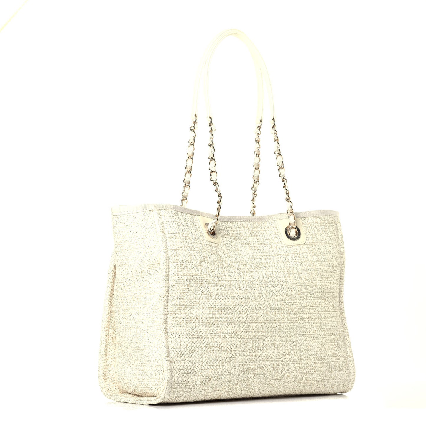 Lurex Boucle Small Deauville Tote Ivory