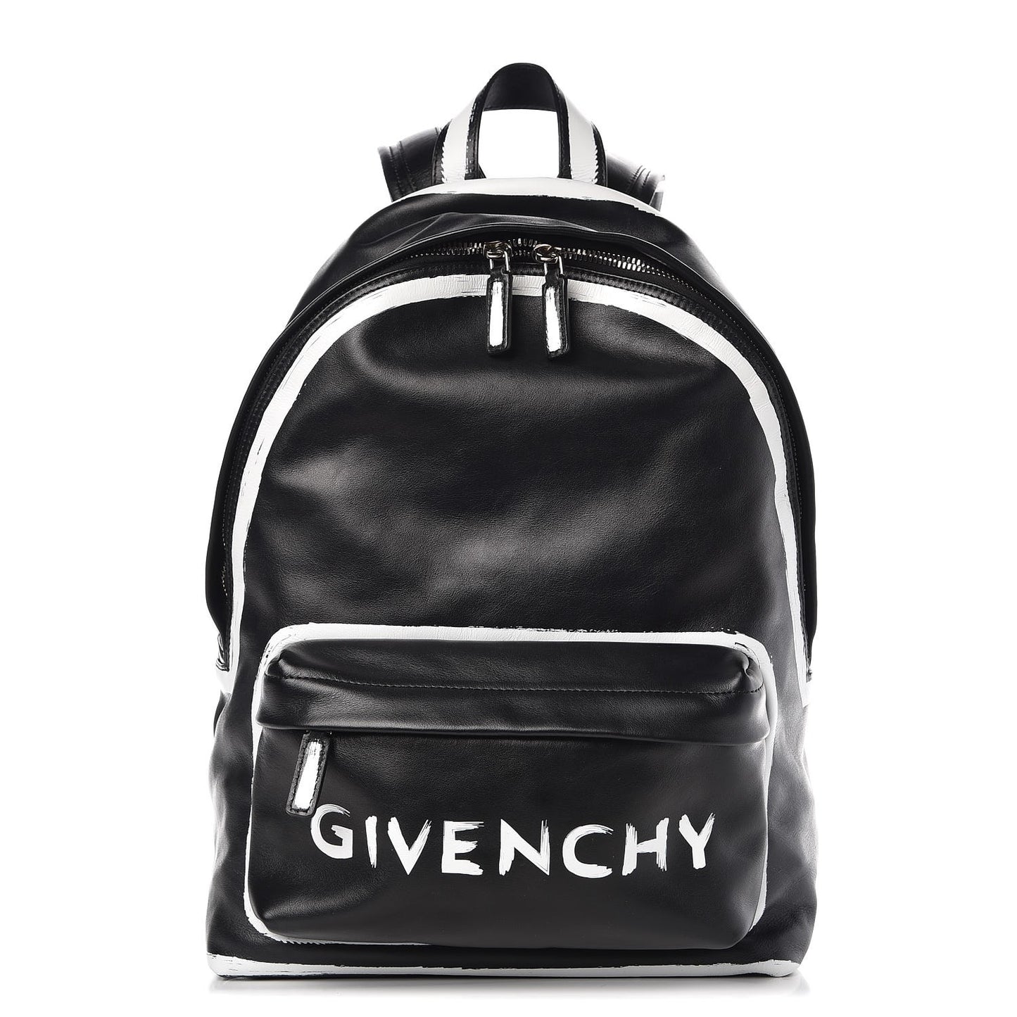 Smooth Calfskin Graffiti Paint Logo Backpack Black