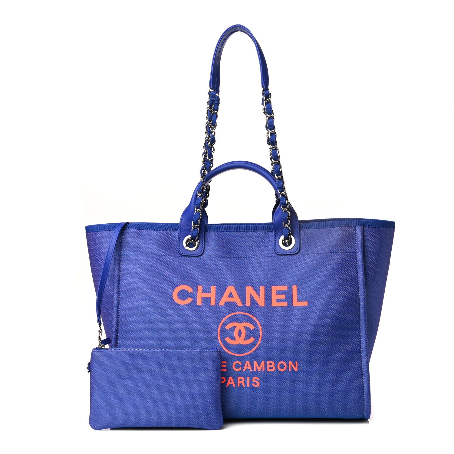 Chanel Mixed Fibers Medium Deauville Tote Blue Orange 1 of 10