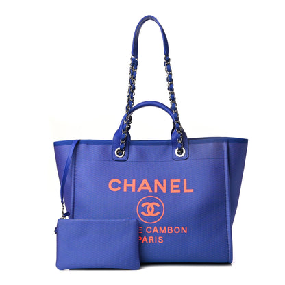 Chanel Mixed Fibers Medium Deauville Tote Blue Orange 1 of 10