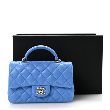 Chanel Lambskin Quilted Mini Top Handle Rectangular Flap Blue 11 of 11
