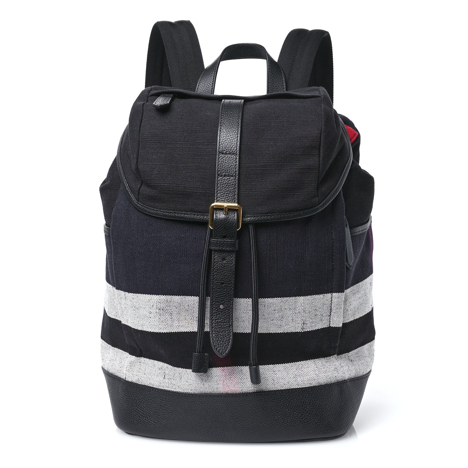 Burberry Overdyed Canvas Mega Check Drifton Backpack Navy Black