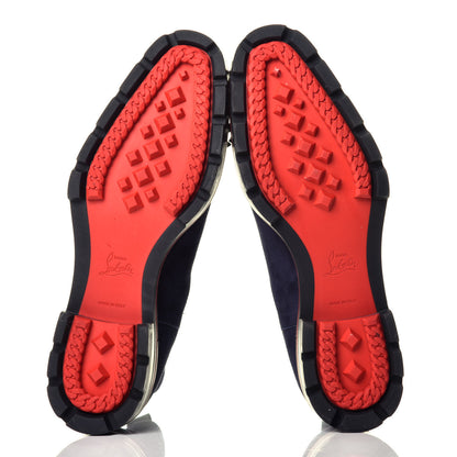 Christian Louboutin Suede Mens Melon Spikes Flat Chelsea Boots 42 Navy Blue 5 of 7