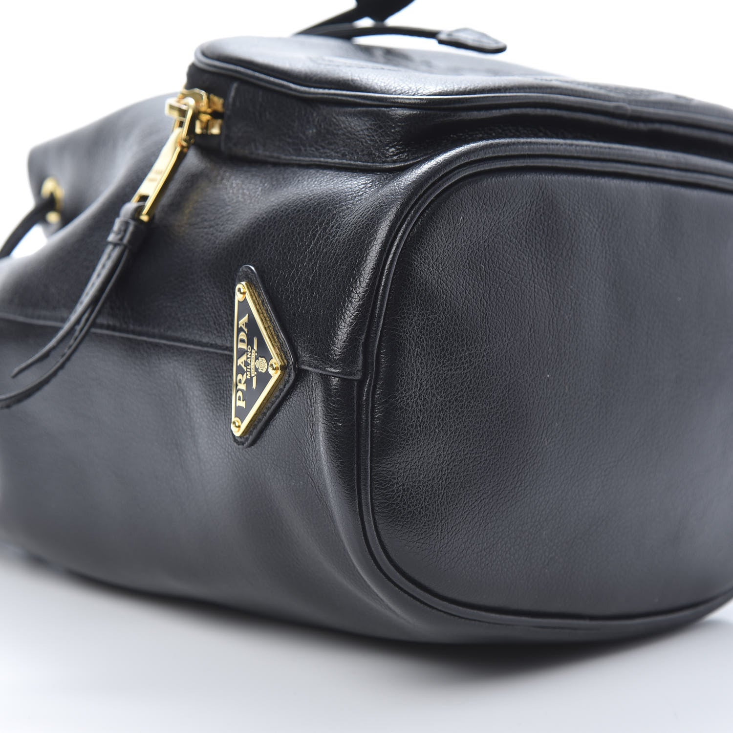 Prada Glace Calfskin Embossed Secchiello Bucket Bag Black 10 of 14