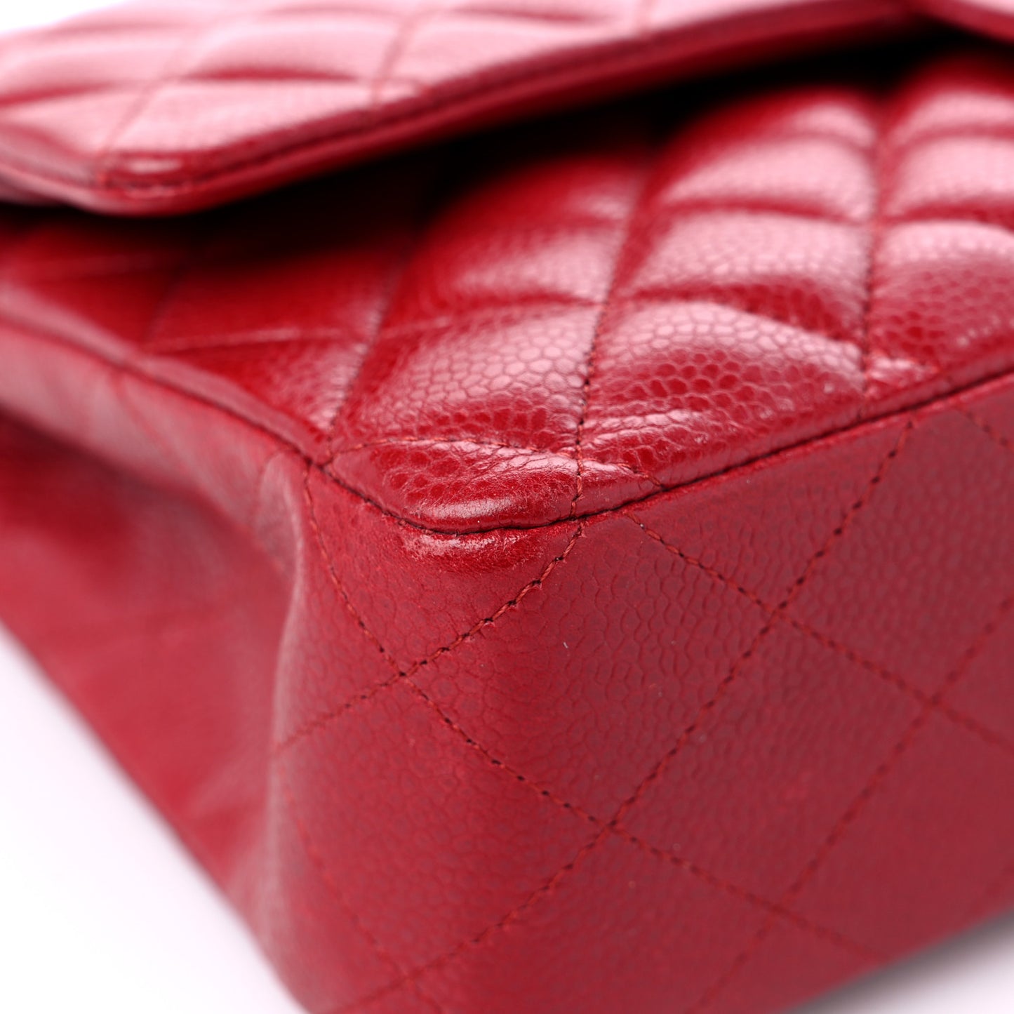 Caviar Quilted Medium Double Flap Dark Red