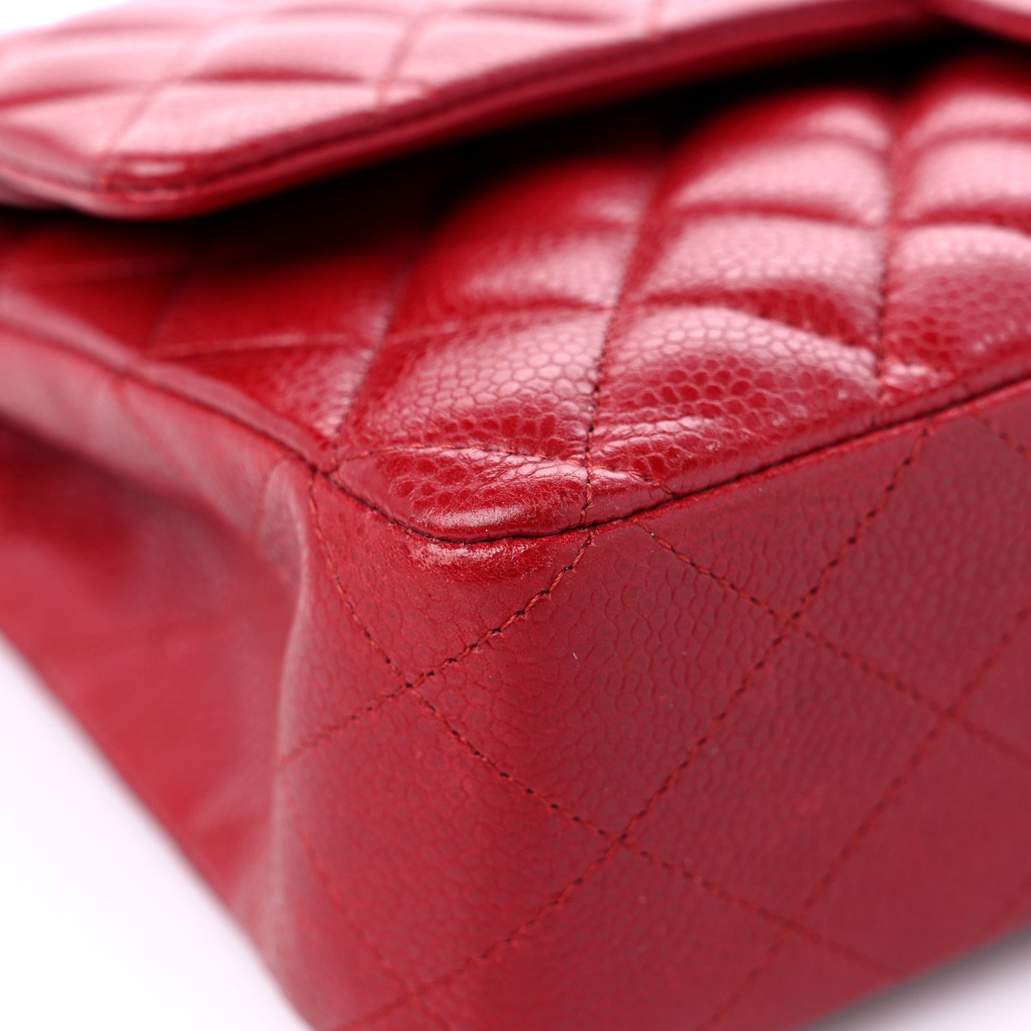 Chanel Caviar Quilted Medium Double Flap Dark Red 8 of 20