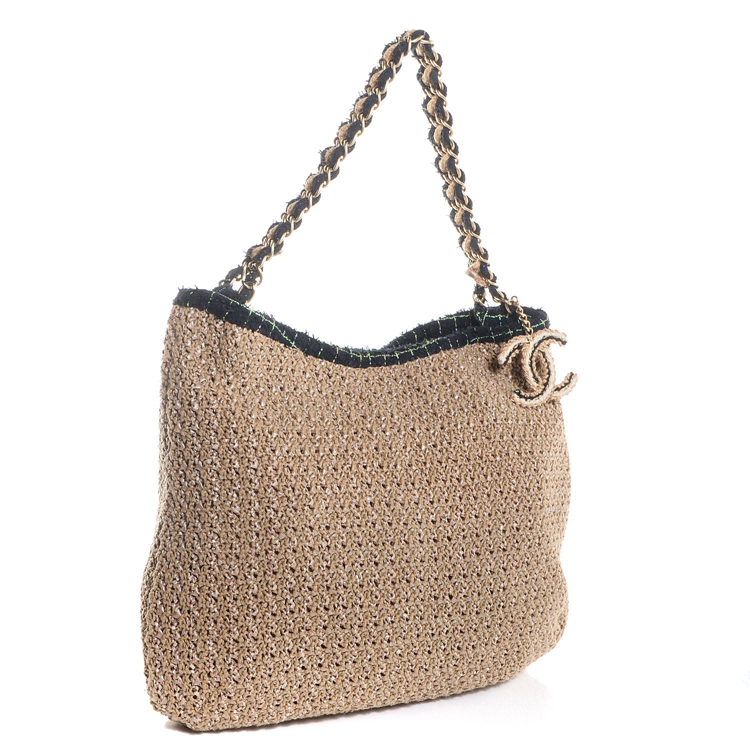 Chanel Tweed Woven Raffia Country Coco Hobo 3 of 7