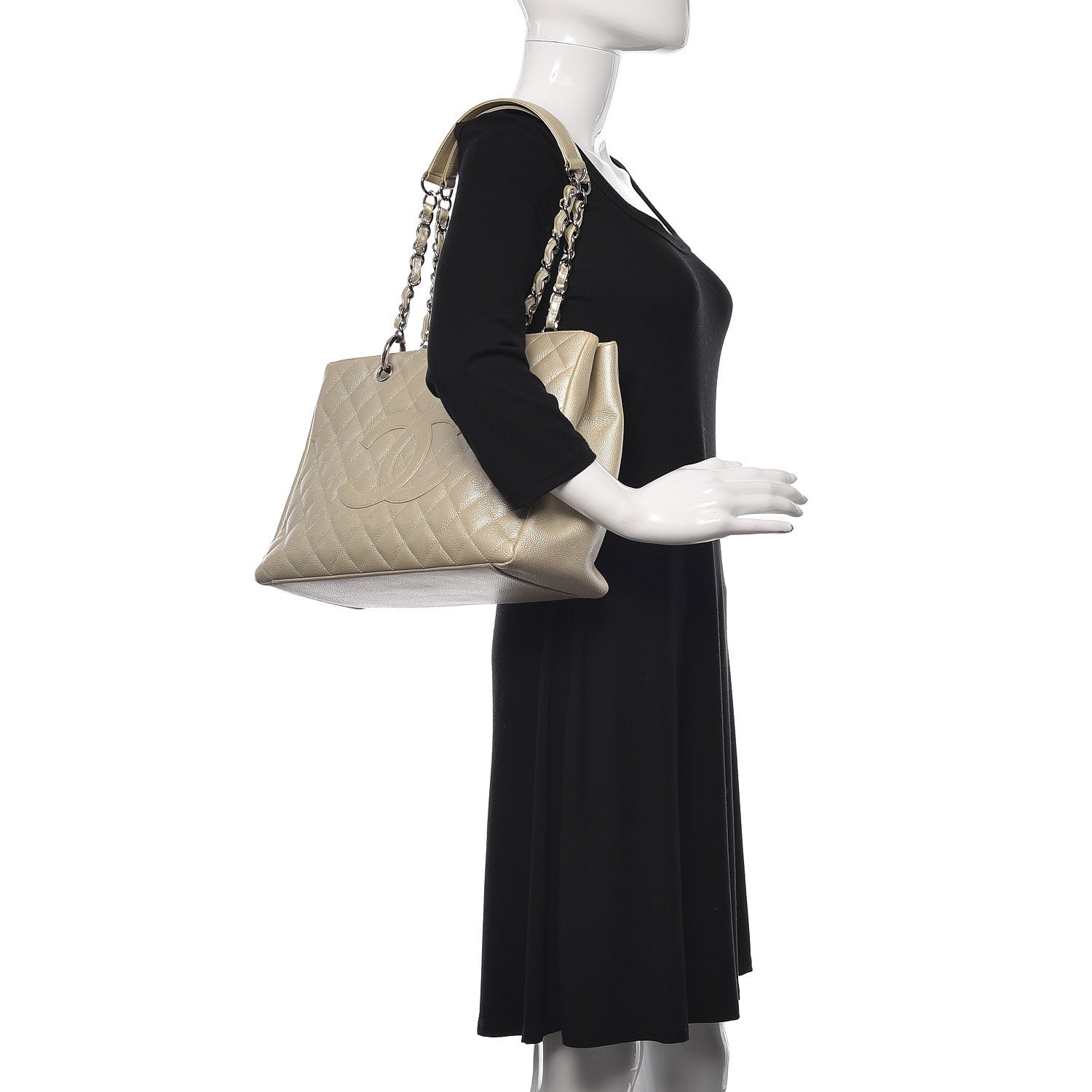 Chanel Caviar Quilted Grand Shopping Tote GST Pearl 2 of 16