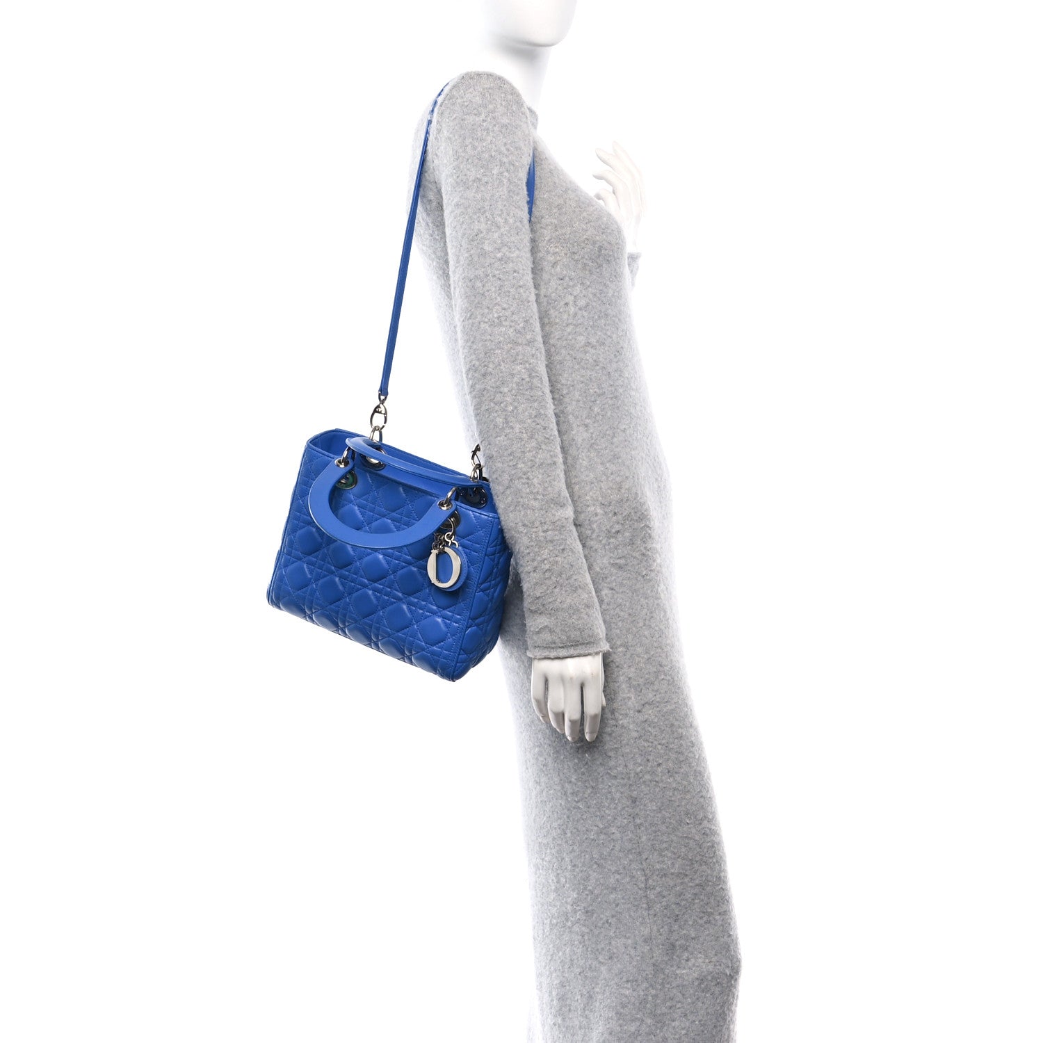 Christian Dior Lambskin Cannage Medium Lady Dior Blue Persan 2 of 10