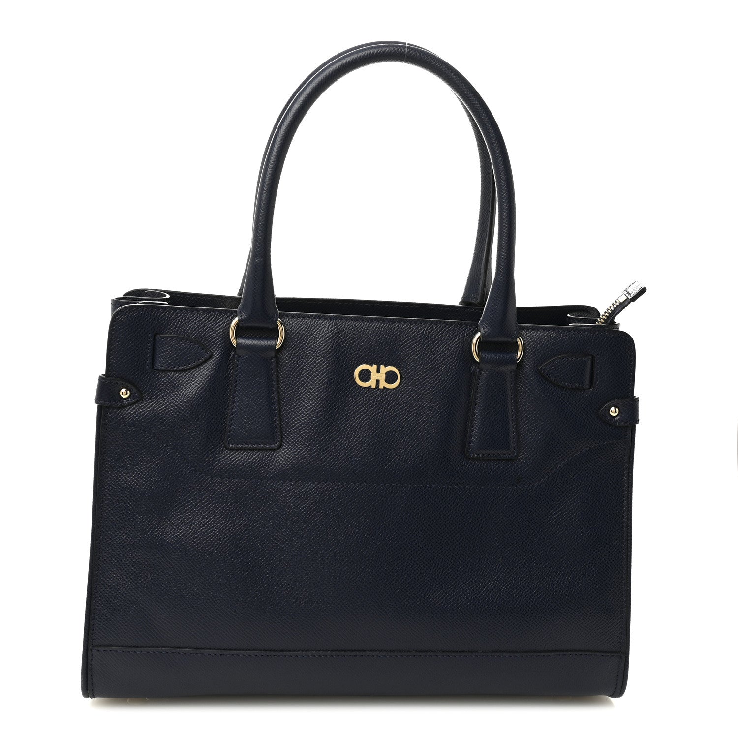 Salvatore Ferragamo Calfskin Briana Tote Navy 1 of 10