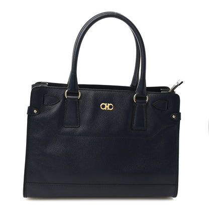 Salvatore Ferragamo Calfskin Briana Tote Navy 1 of 10