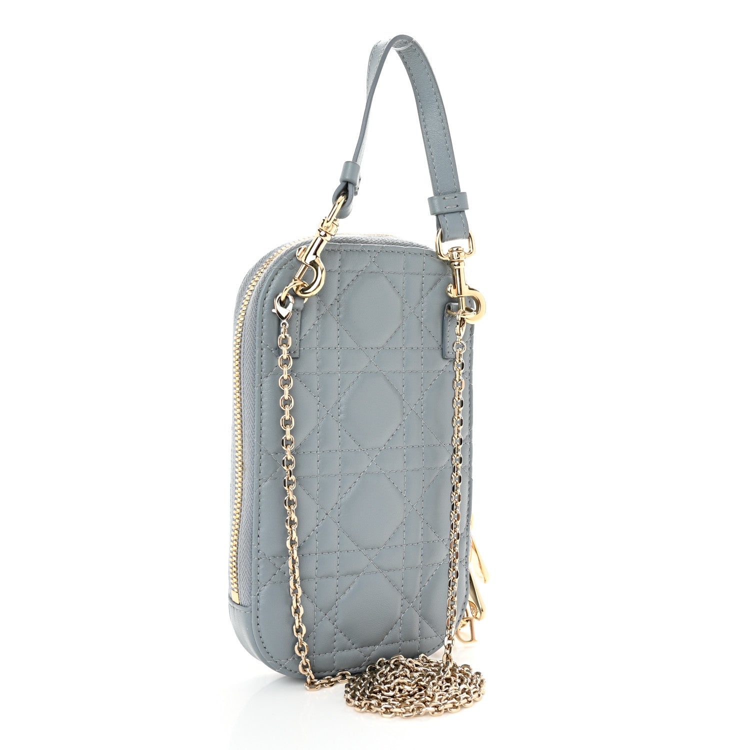 Christian Dior Lambskin Cannage Lady Dior Phone Holder Cloud Blue 3 of 11