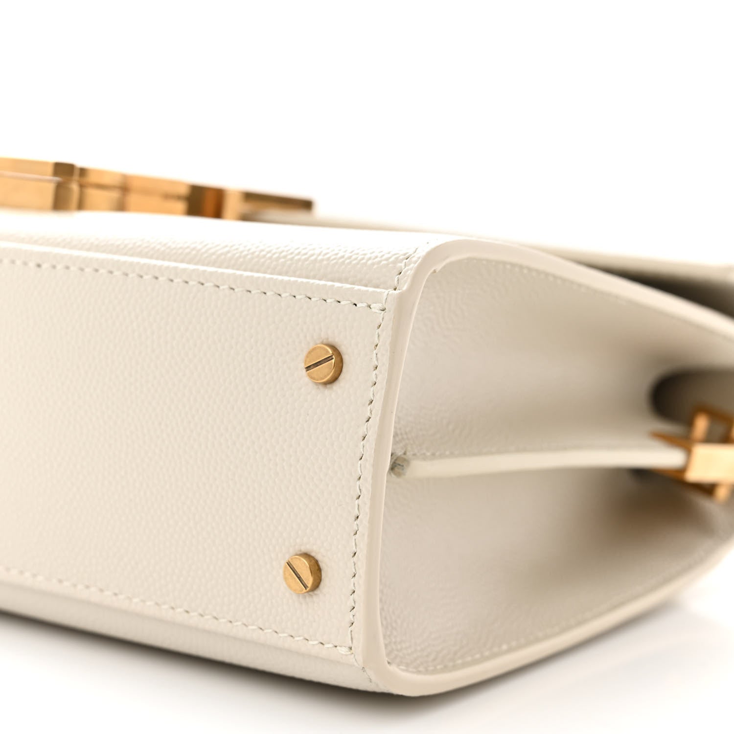 Saint Laurent Grain de Poudre Mini Classic Monogram Cassandra Top Handle Crema Soft 9 of 11