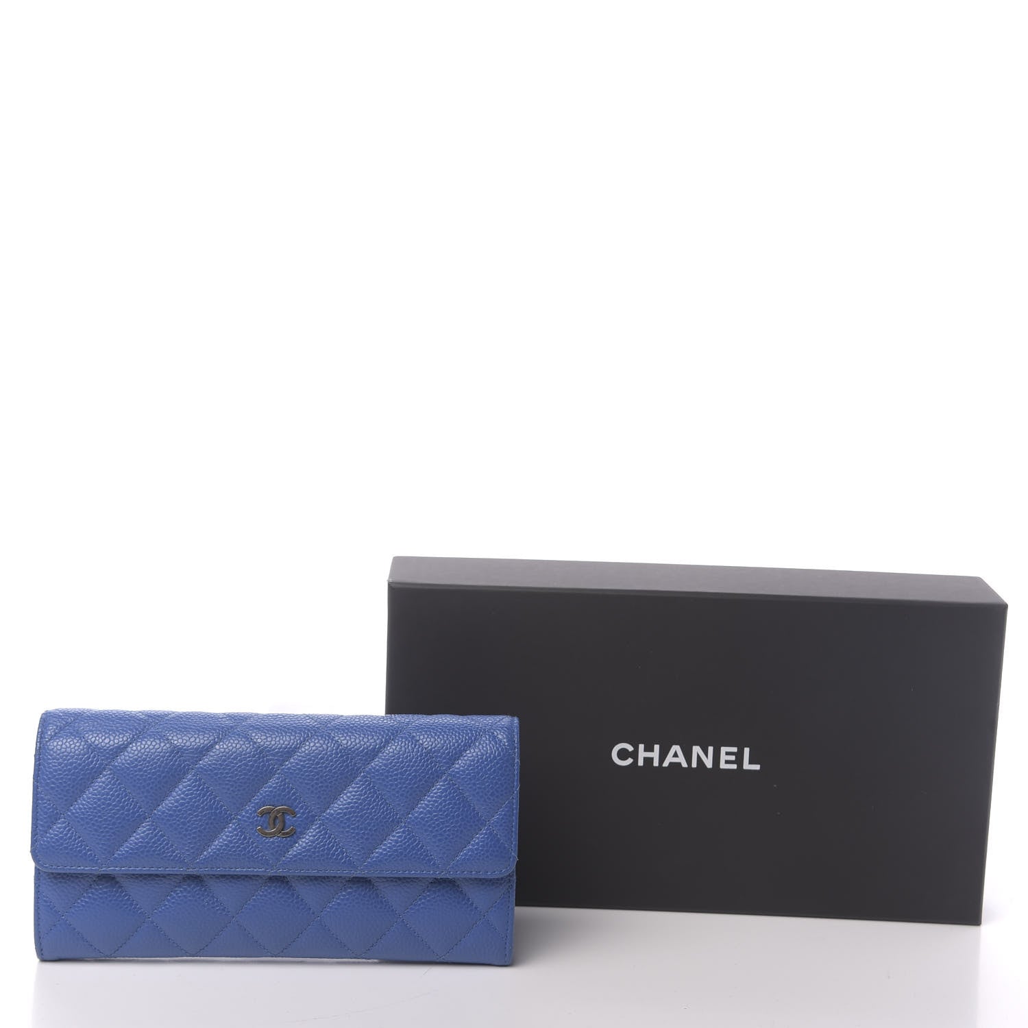 Chanel Caviar Quilted Large Gusset Flap Wallet Blue 9 of 9