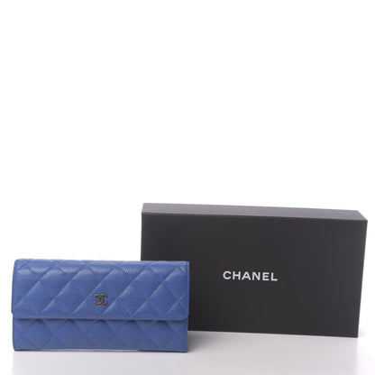 Chanel Caviar Quilted Large Gusset Flap Wallet Blue 9 of 9