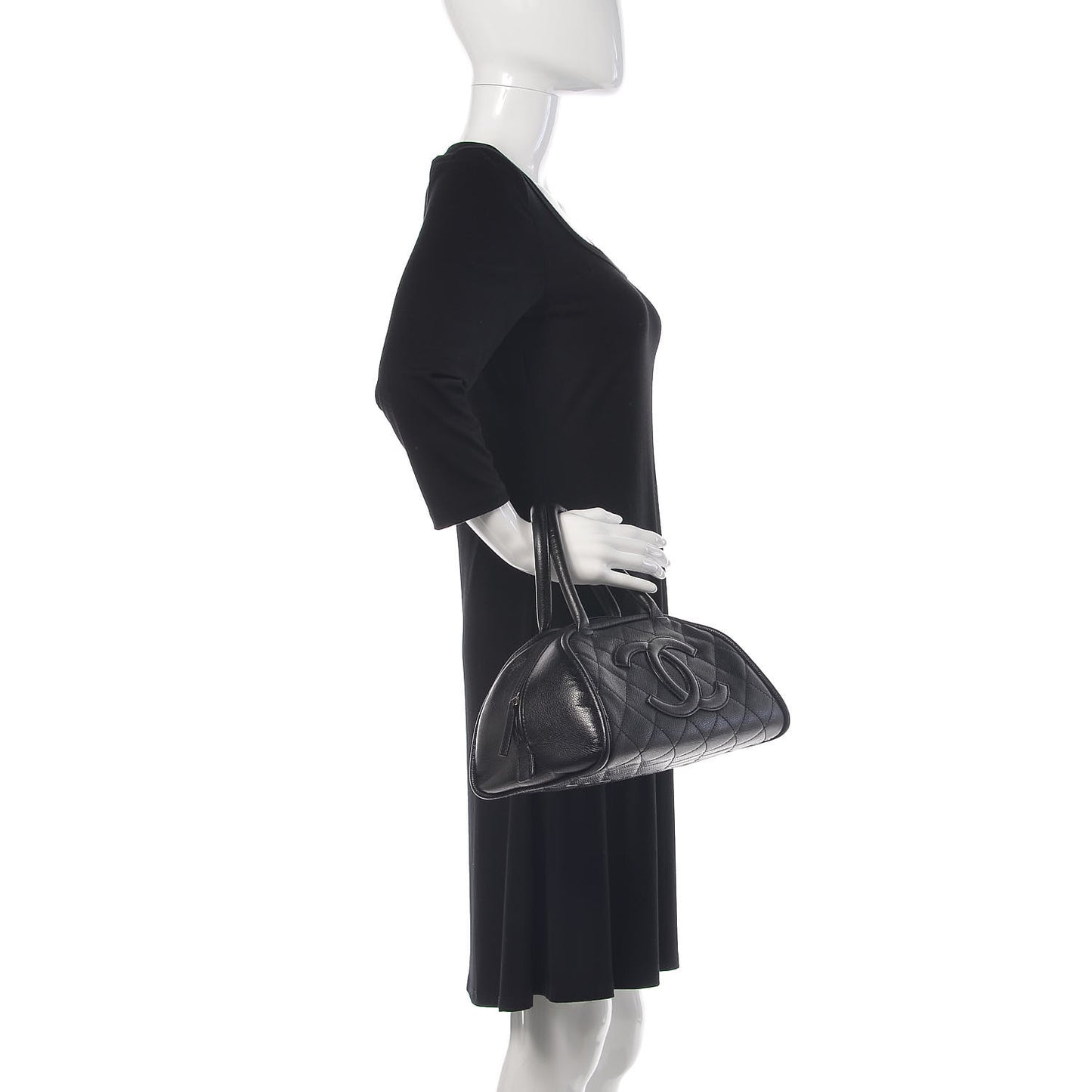 Caviar Quilted Small Bowler Black