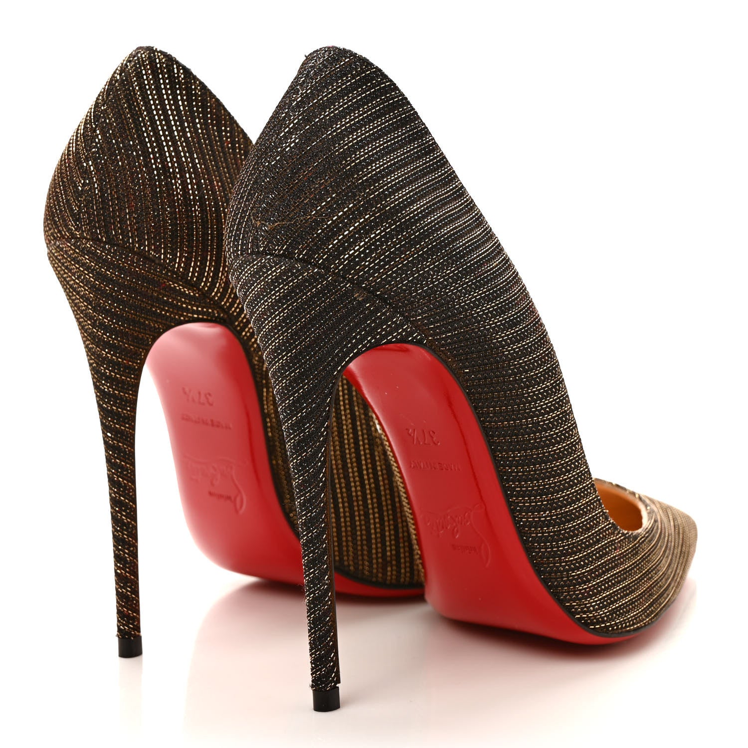 Christian Louboutin Glitter Chain So Kate 120 Pumps 37.5 Black Gold 4 of 8