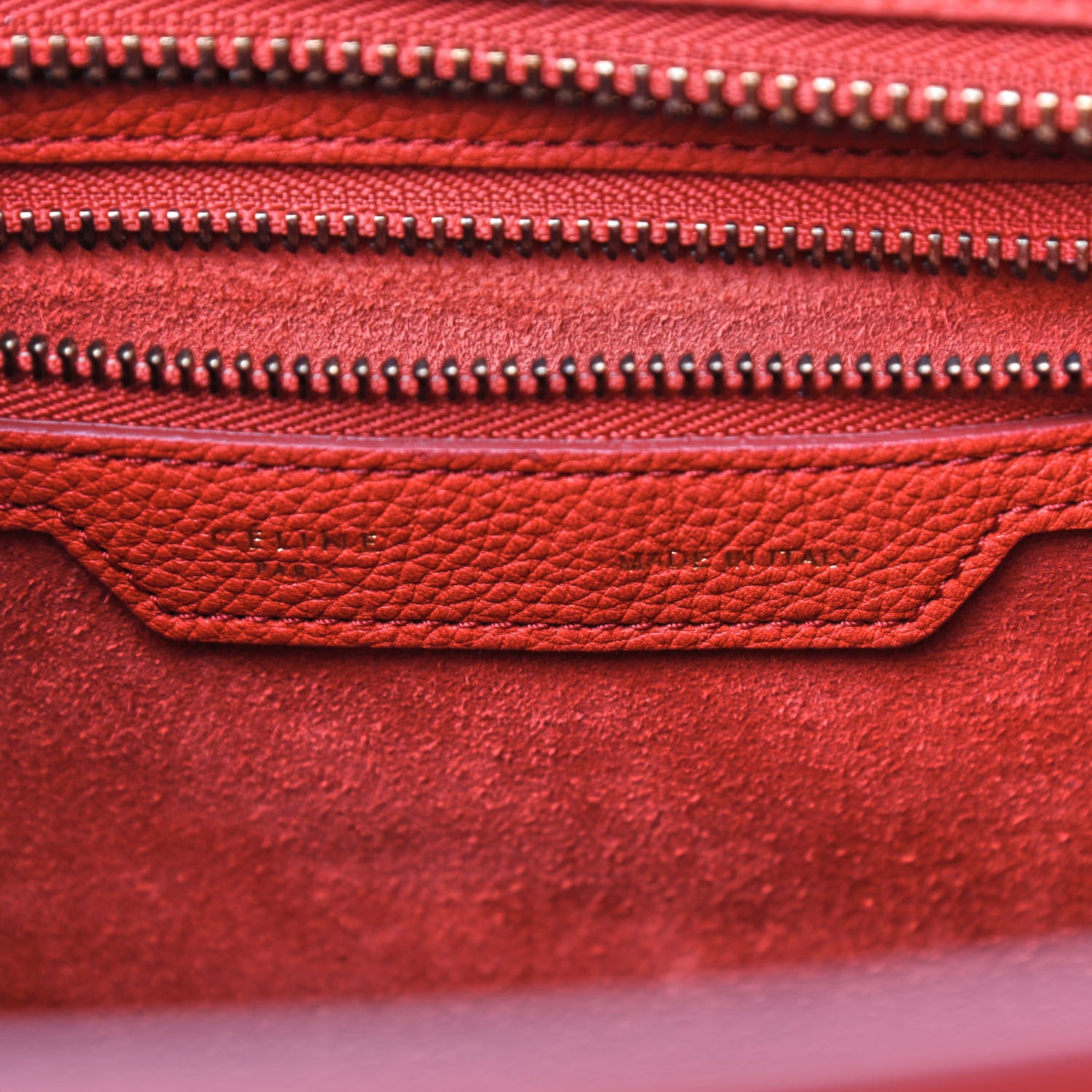 Celine Drummed Calfskin Micro Luggage Fox Red 8 of 11