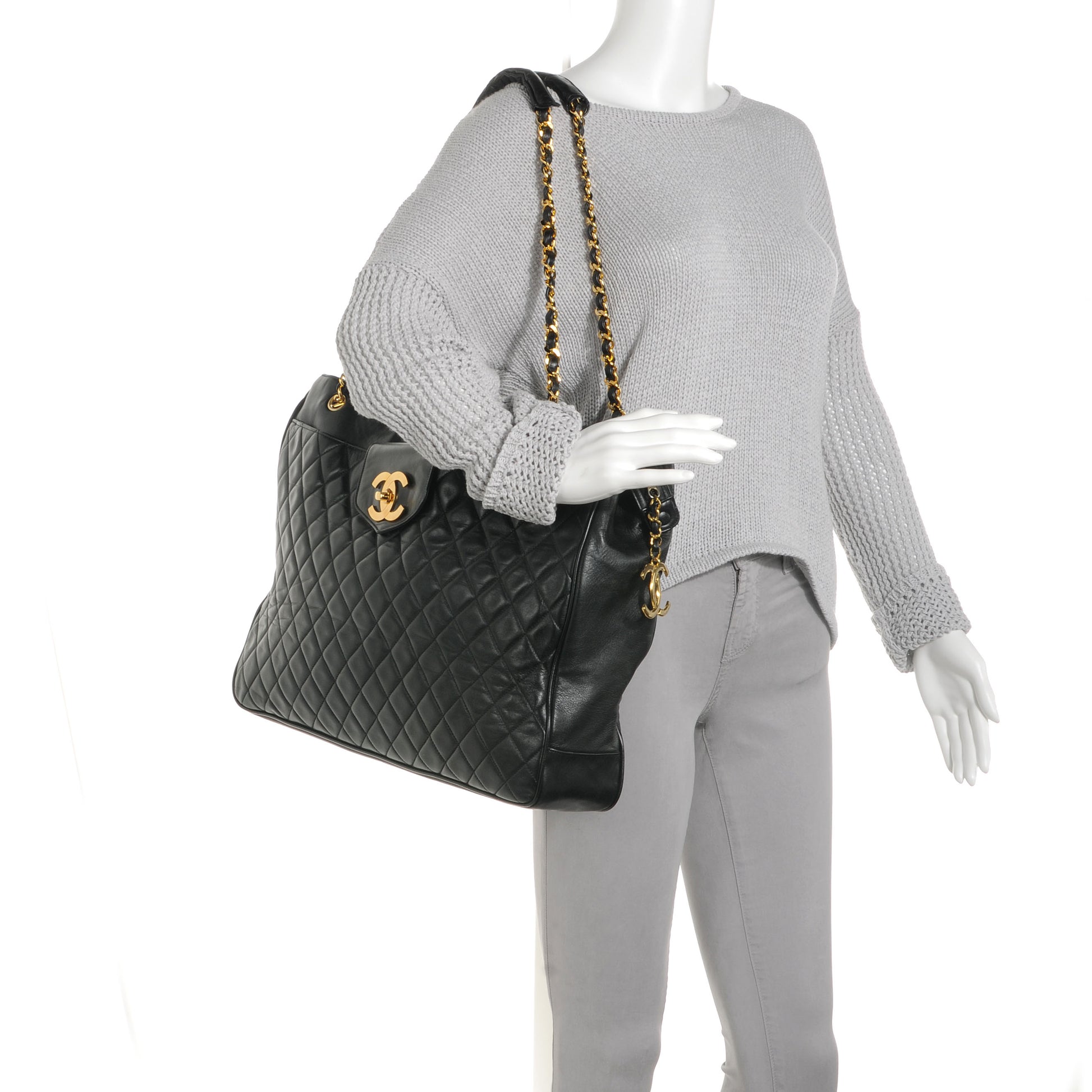 Chanel Lambskin Quilted Weekender Bag Black 2 of 7