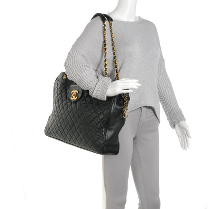 Chanel Lambskin Quilted Weekender Bag Black 2 of 7