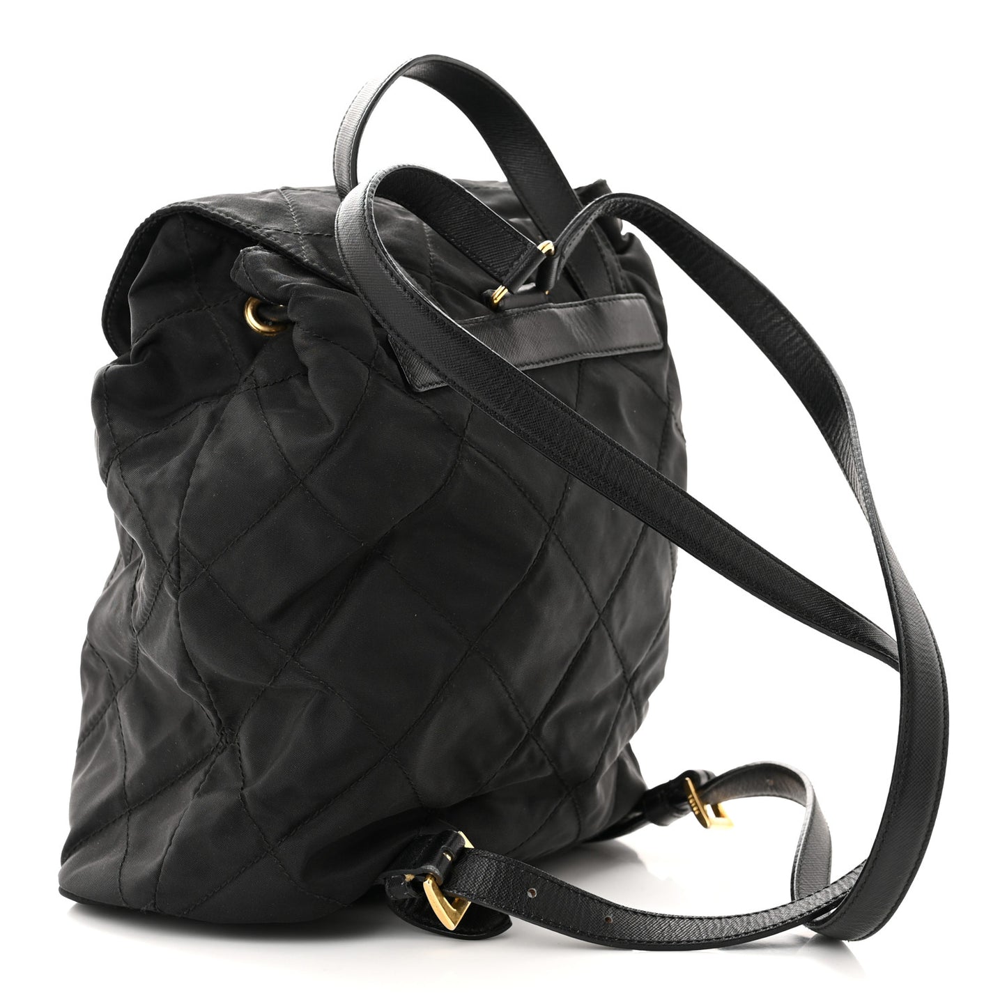 Tessuto Nylon Vela Quilted Chain Backpack Black