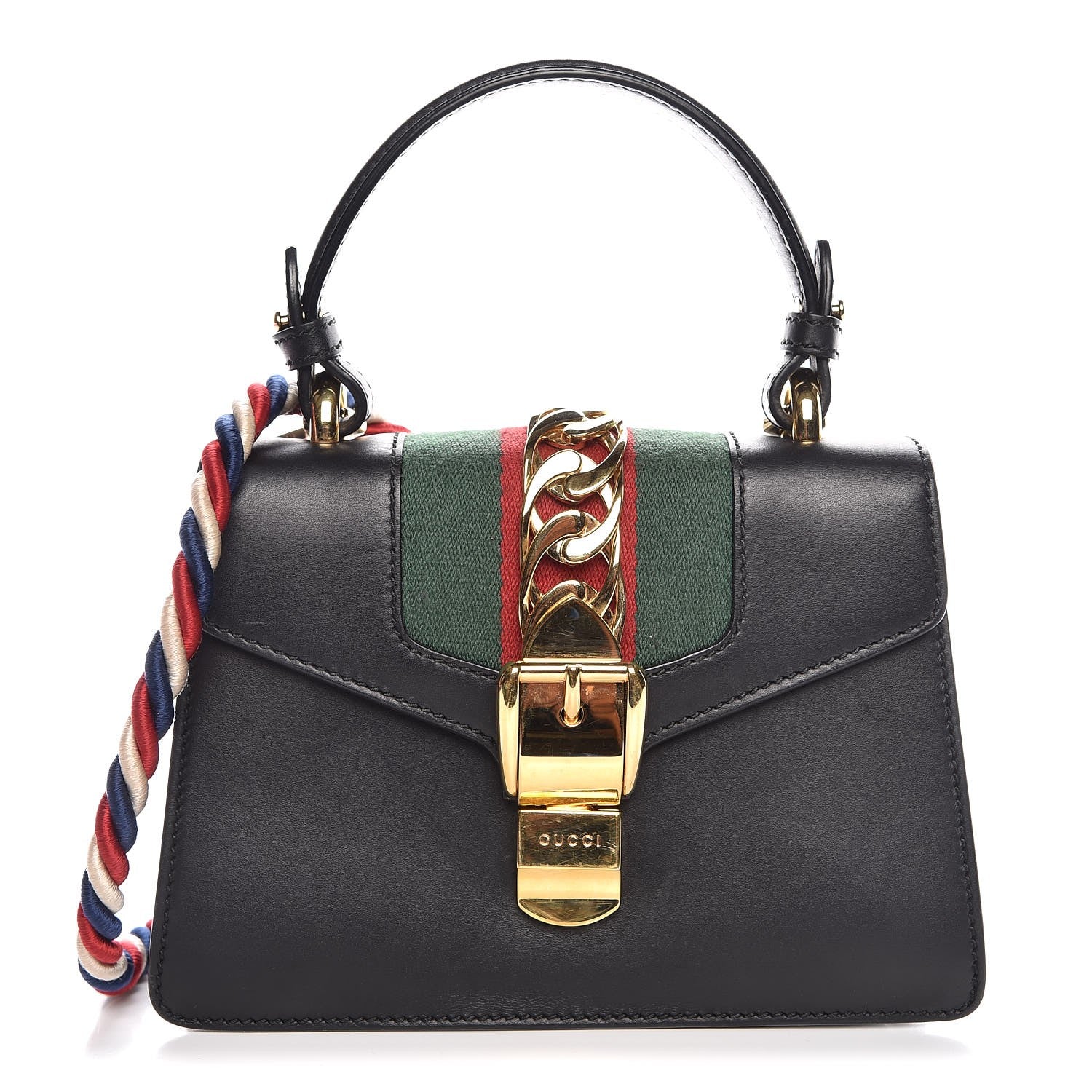 Gucci Calfskin Mini Sylvie Top Handle Bag Black 1 of 13