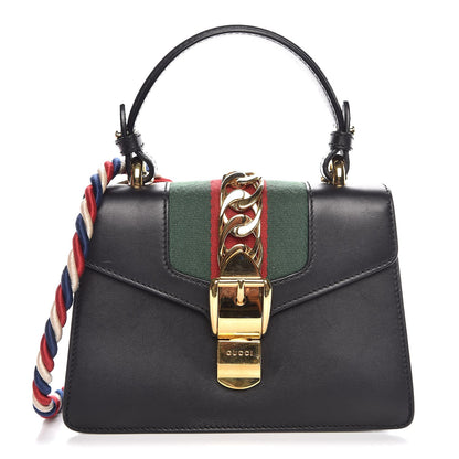 Gucci Calfskin Mini Sylvie Top Handle Bag Black 1 of 13