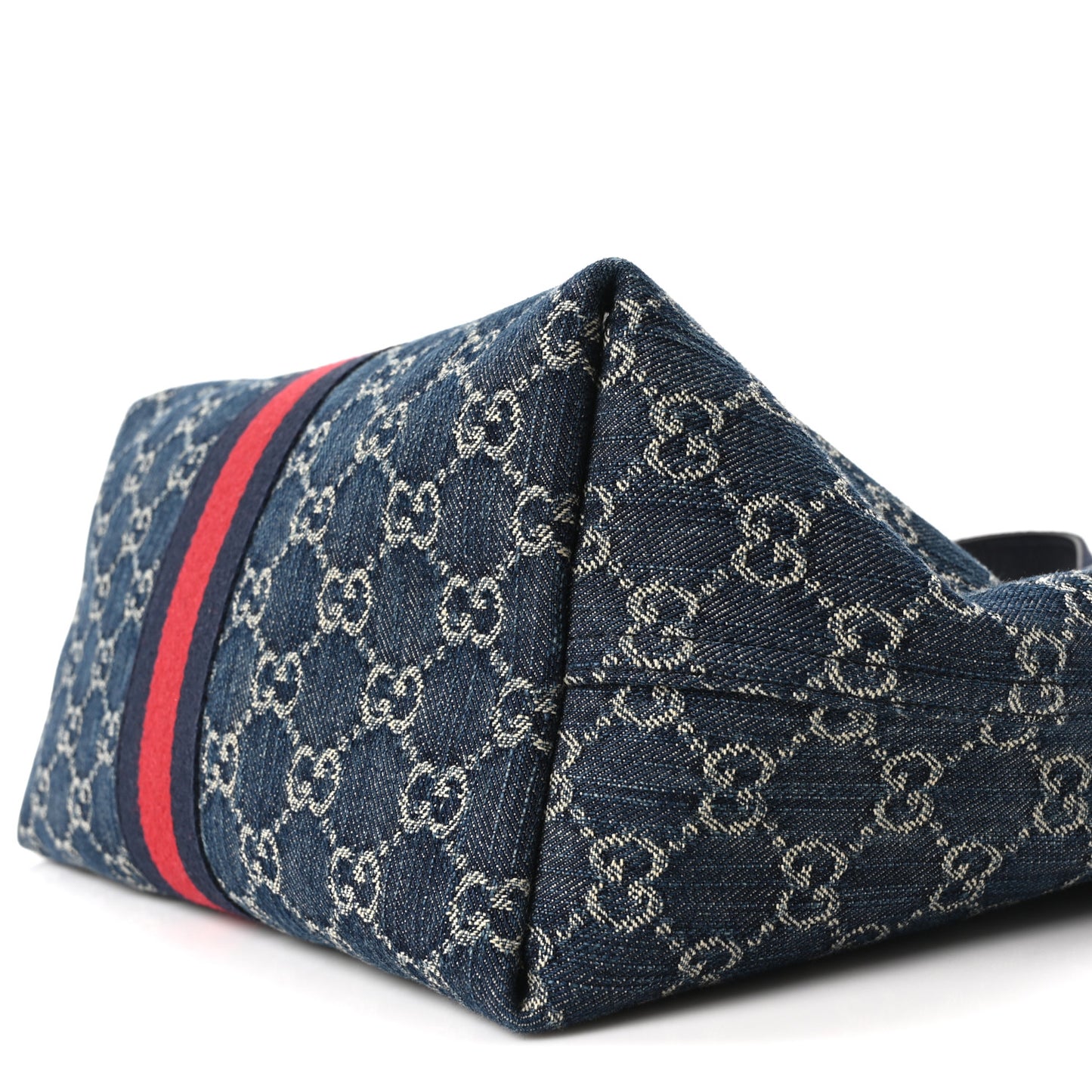 Denim GG Monogram Web Small Giglio Tote Blue White