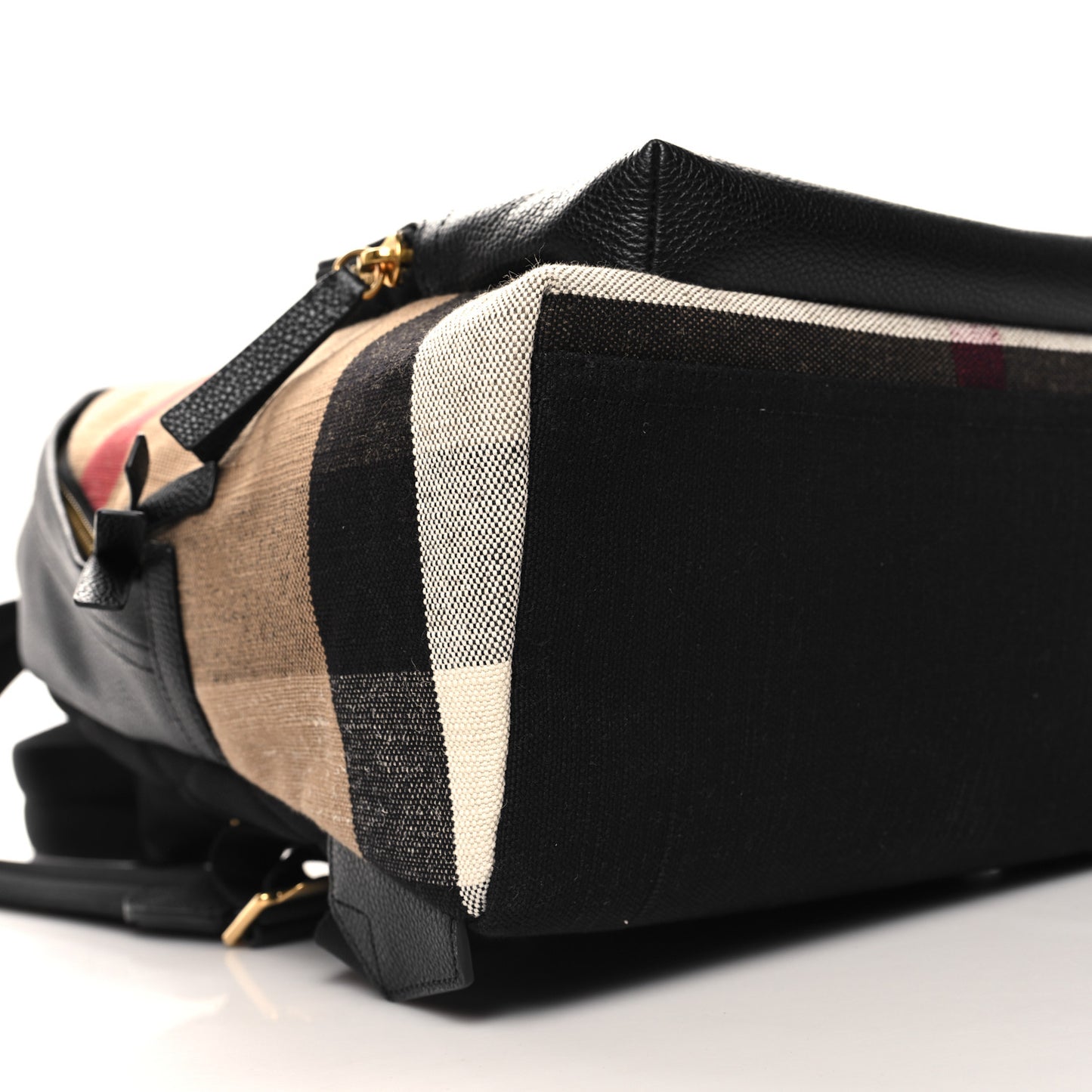 Mega Check Calfskin Abbeydale Simple Backpack Black Camel