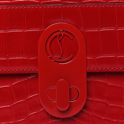 Christian Louboutin Calfskin Alligator Embossed Elisa Baguette Red 8 of 10