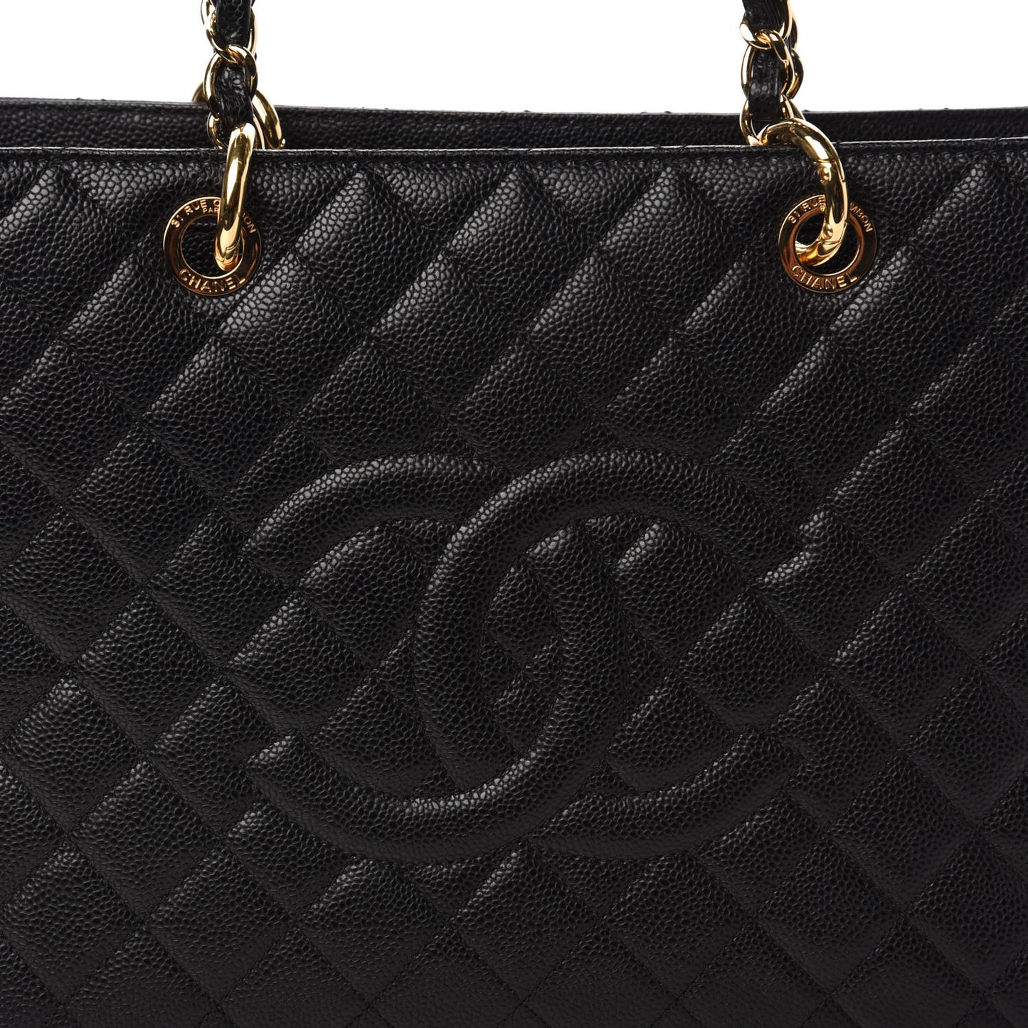 Caviar Quilted Grand Shopping Tote GST Black