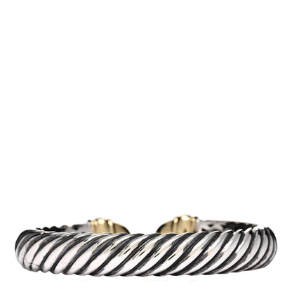 David Yurman Sterling Silver 18K Yellow Gold Diamond 10mm Waverly Bracelet 2 of 3