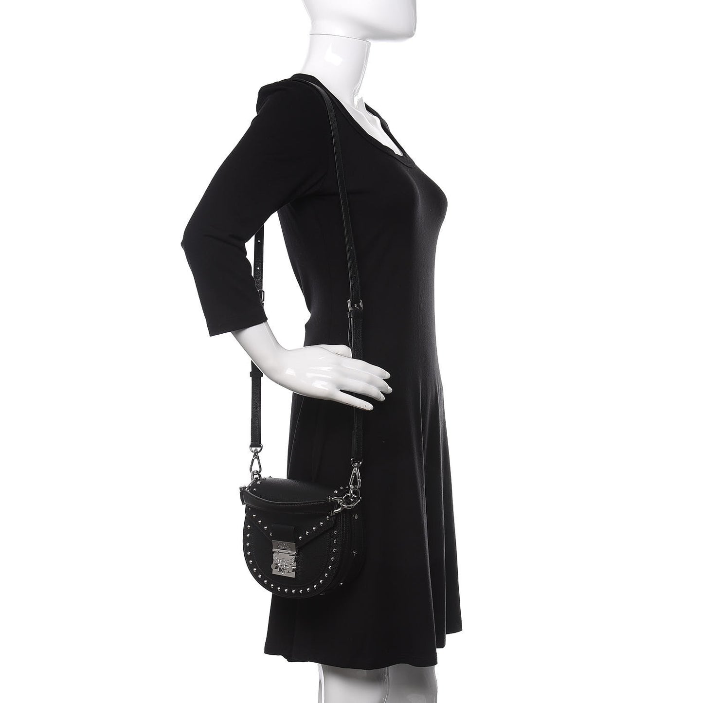 Calfskin Mini Patricia Studded Crossbody Bag Black