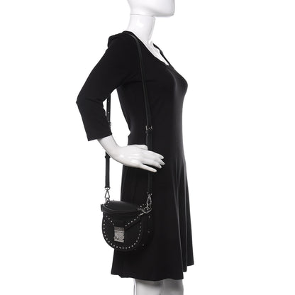 MCM Calfskin Mini Patricia Studded Crossbody Bag Black 2 of 10
