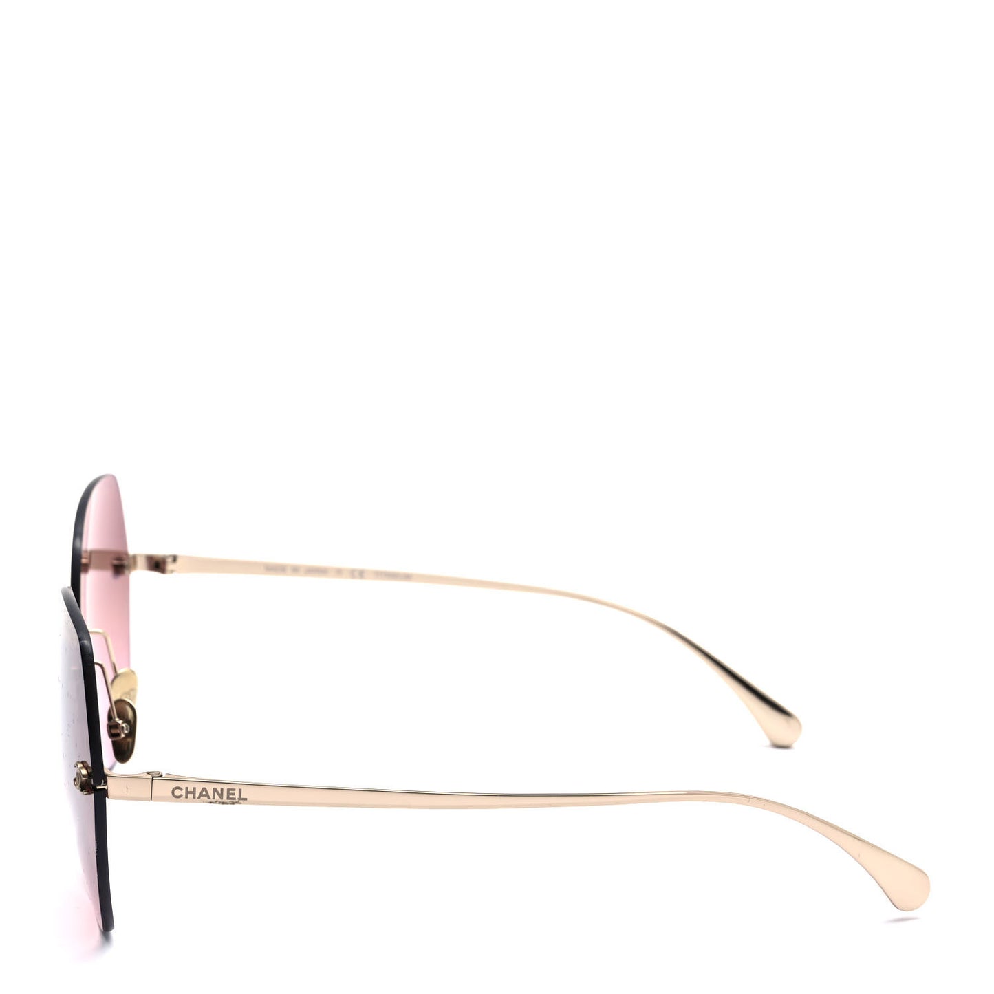 Titanium Polarized Rimless Square Sunglasses 4271-T Gold Pink