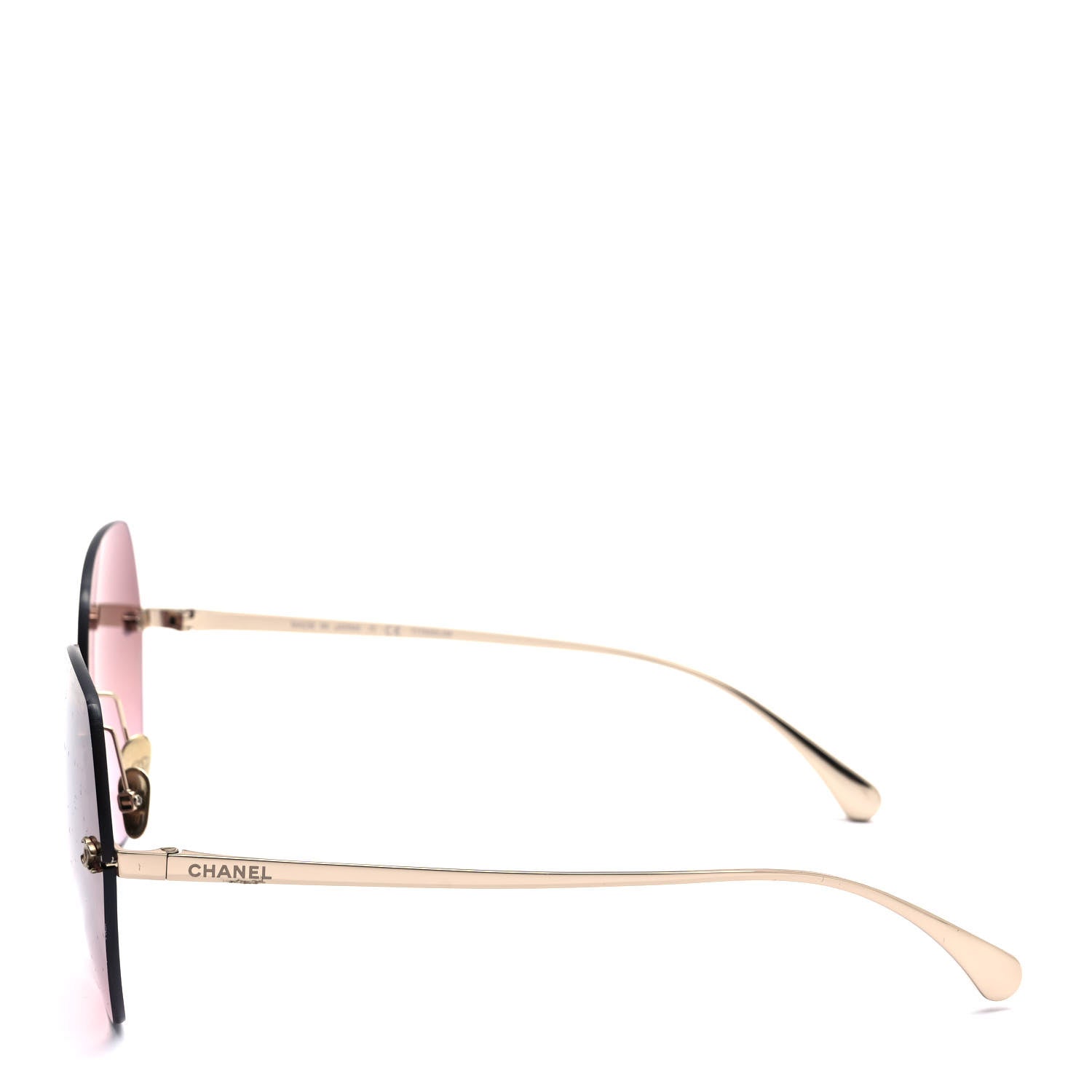 Chanel Titanium Polarized Rimless Square Sunglasses 4271-T Gold Pink 3 of 8