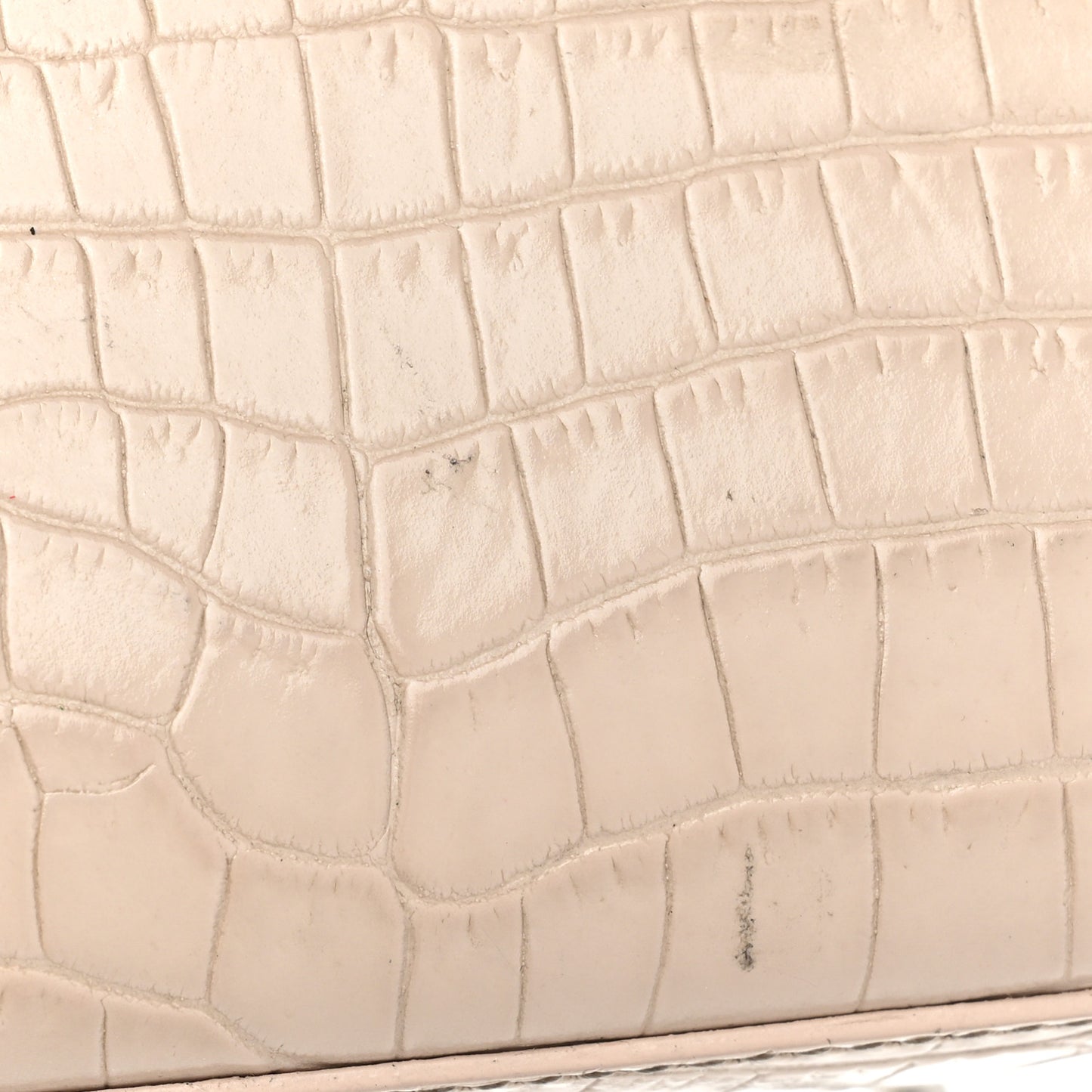 Calfskin Crocodile Embossed Small Classic Monogram Kate Tassel Satchel Crema Soft