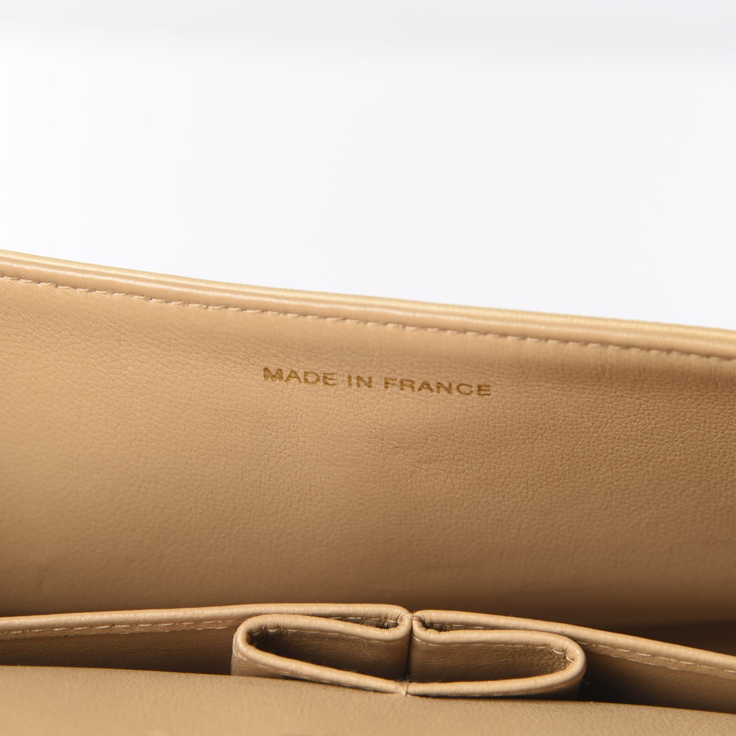 Lambskin Quilted Medium Double Flap Beige