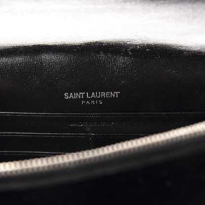 Saint Laurent Velvet Crystal Monogram Tassel Chain Wallet Black 9 of 10