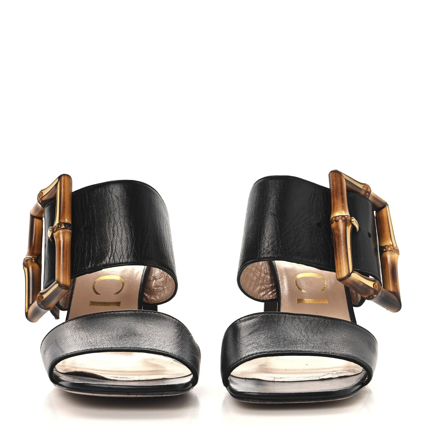 Calfskin Bamboo Buckle Platform Sandals 38.5 Black