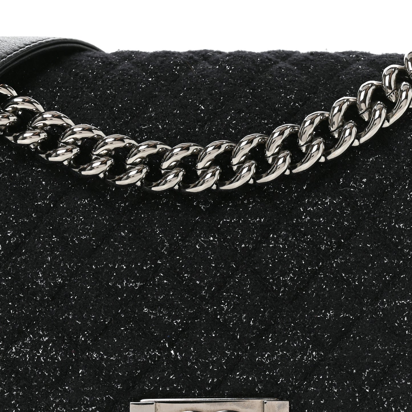 Calfskin Pearl Tweed Medium Boy Flap Black