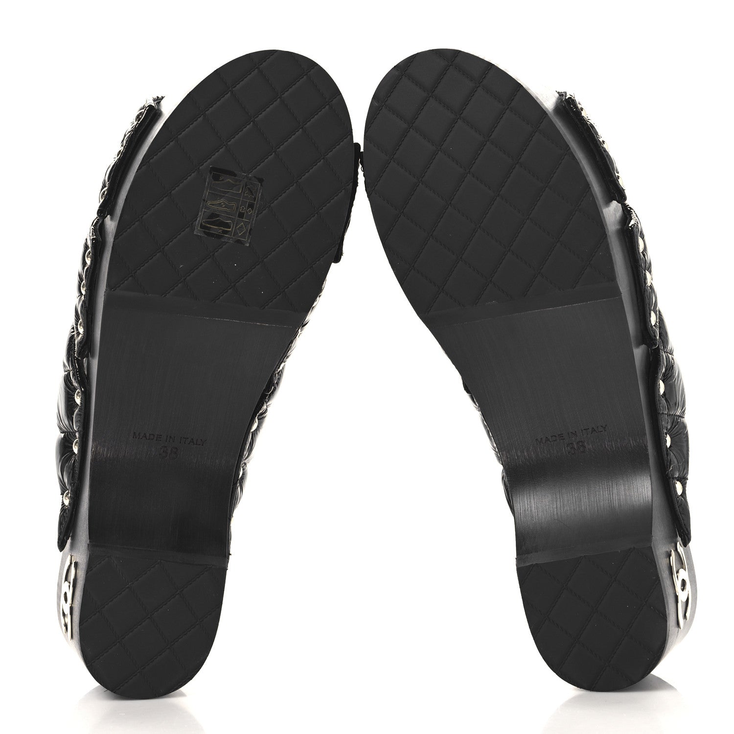 Chanel Patent Lambskin Quilted CC Clogs 38 Black 6 of 9